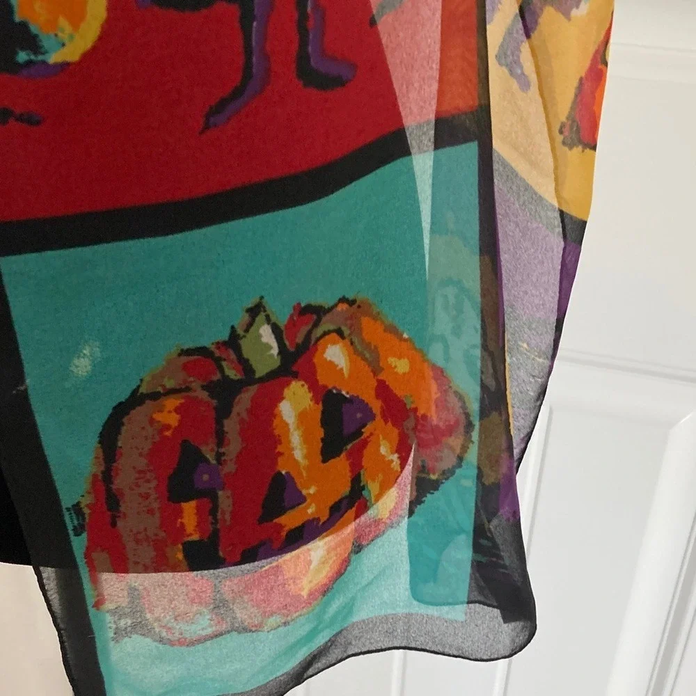 ECHO Halloween Themed‎ Vibrant Sheer Scarf 13x61 Novelty Teacher Fall
